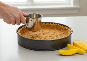 Preparing crust for mango recipe